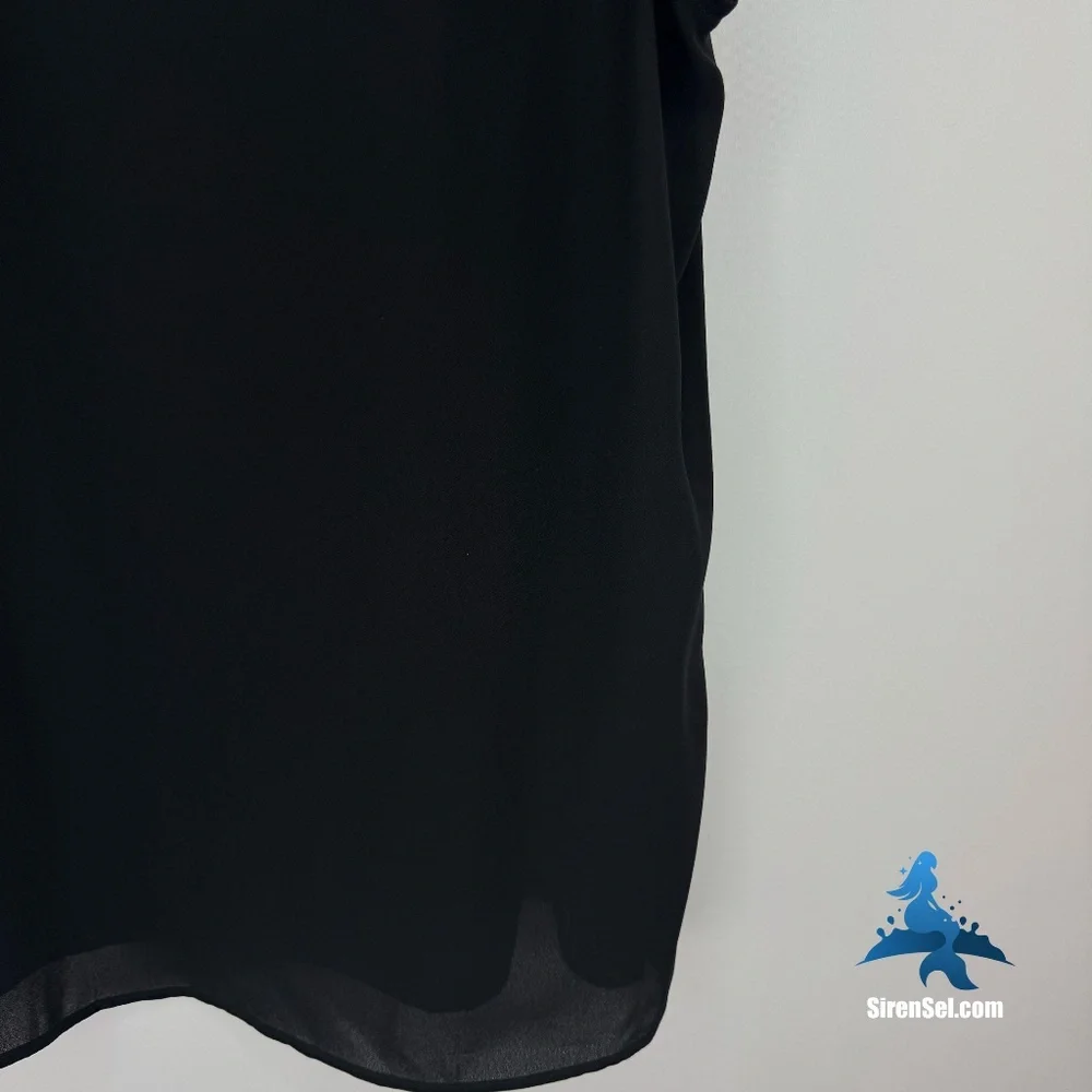 1275 J.Crew Ruffle Sleeve V-Neck Blouse – 2 – Black